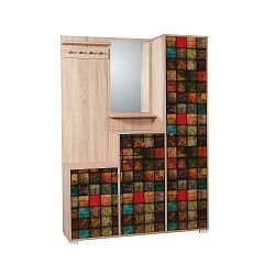 Hnědá předsíňová stěna se zrcadlem Kardelen Square, výška 188 cm