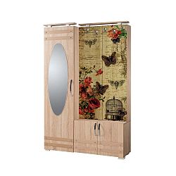 Hnědá předsíňová stěna se zrcadlem Síhirlí Butterfly, výška 195 cm
