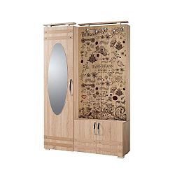 Hnědá předsíňová stěna se zrcadlem Síhirlí Dekor, výška 195 cm