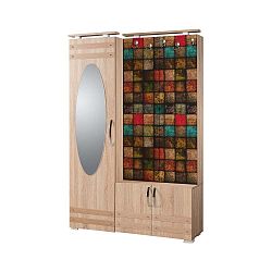 Hnědá předsíňová stěna se zrcadlem Síhirlí Square, výška 195 cm