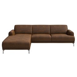 Hnědá rohová pohovka s lenoškou na levé straně MESONICA Puzo