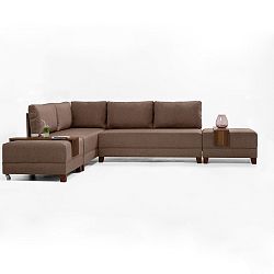 Hnědá rozkládací pohovka levý roh a 2 odkládacími deskami Balcab Home Diana