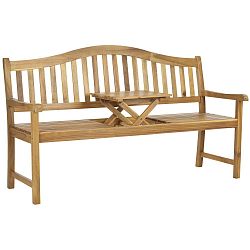 Hnědá zahradní lavice z akáciového dřeva s výklopným stolkem Safavieh Bailey