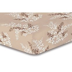 Hnědé elastické prostěradlo se vzorem DecoKing Hypnosis Calluna, 220 x 200 cm