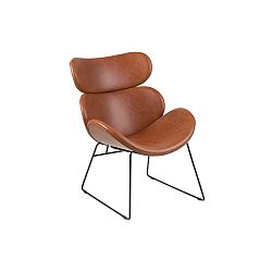 Hnědé křeslo z imitace kůže s černými nohami Actona Cazar