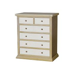 Hnědo-bílá komoda se 6 zásuvkami Evergreen House Pacific, 85,5 x 93,5 cm