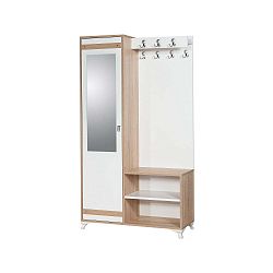 Hnědo-bílá předsíňová stěna se zrcadlem Inci, výška 196 cm