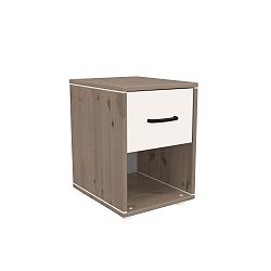Hnědo-bílý dětský noční stolek z borovicového dřeva Flexa Classic