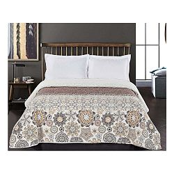 Hnědo-bílý oboustranný přehoz z mikrovlákna DecoKing Alhambra, 240 x 260 cm