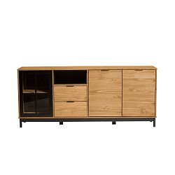 Hnědo-černá komoda z masivního borovicového dřeva Marckeric Denise, šířka 187,7 cm