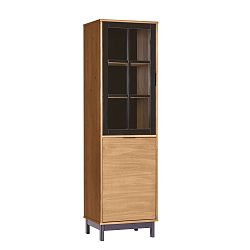 Hnědo-černá vitrína z masivního borovicového dřeva Marckeric Denise, výška 170 cm