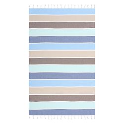 Hnědo-modrá hammam osuška Begonville Haley Lands, 180 x 100 cm