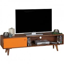 Hnědo-oranžová TV komoda z masivního sheeshamového dřeva Skyport REPA, výška 40 cm