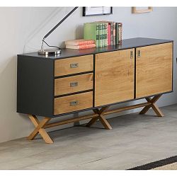 Hnědo-šedý příborník z borovicového dřeva SOB Leydo