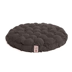 Hnědošedý sedací polštářek s masážními míčky Lindy Vrňáková Bloom, Ø 65 cm