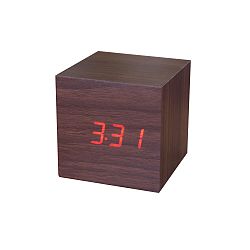 Hnědý budík s červeným LED displejem Gingko Cube Click Clock