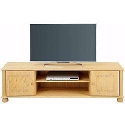 Hnědý dvoudveřový TV stolek z masivního borovicového dřeva Støraa Ella