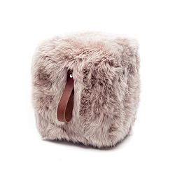 Hnědý hranatý s hnědým detailem puf z ovčí vlny Royal Dream, 45 x 45 cm