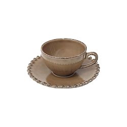 Hnědý kameninový hrnek s podšálkem Costa Nova Pearl, objem 70 ml