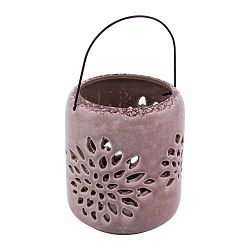 Hnědý keramický svícen na čajovou svíčku Ego Dekor Romance, ⌀ 12 cm