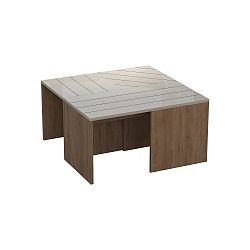 Hnědý konferenční stolek se šedou deskou Homitis Ramanu