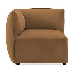 Hnědý levý rohový modul pohovky Vivonita Velvet Cube