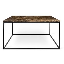 Hnědý mramorový konferenční stolek s černými nohami TemaHome Gleam, 75 cm