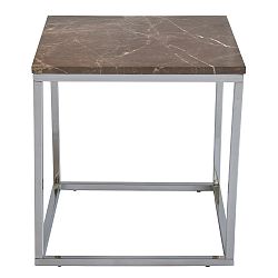 Hnědý mramorový odkládací stolek s chromovaným podnožím RGE Accent, šířka 50 cm
