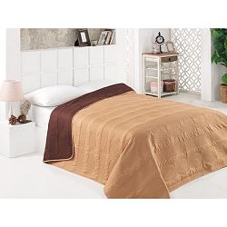 Hnědý oboustranný přehoz přes postel z mikrovlákna Boss, 200 x 220 cm