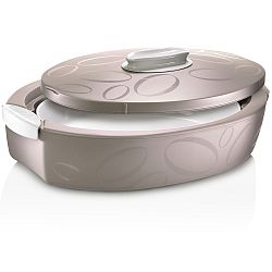 Hnědý oválný termo box se zapékací mísou Enjoy, 3 l