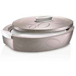 Hnědý oválný termo box se zapékací mísou Enjoy, 4 l