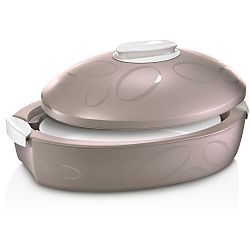 Hnědý oválný termo box se zapékací mísou Enjoy Gourmet, 3 l