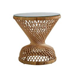 Hnědý stůl z ratanu se skleněnou deskou Premier Housewares