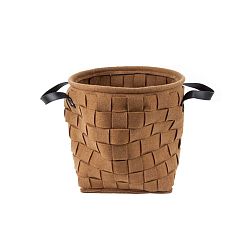Hnědý úložný koš s koženými úchyty PT LIVING Storage, ⌀ 34 cm