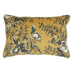 Hořčicově hnědý polštář s motivem květin BePureHome Vogue, 40 x 60 cm