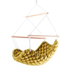 Hořčicové  interiérové houpací křeslo Linda Vrňáková Swingy In