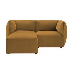 Hořčicově žlutá dvoumístná modulová pohovka s podnožkou Vivonita Velvet Cube