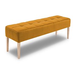 Hořčicově žlutá lavice s dubovými nohami Mossø Hattu, délka 152 cm