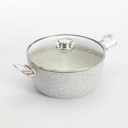 Hrnec s pokličkou a nerezovými úchyty Bisetti Stonewhite, 24 cm