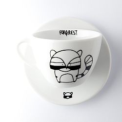 Hrneček na kávu s podšálkem FOR.REST Raccoon, 200 ml
