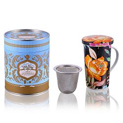 Hrnek se sítkem a pokličkou Silly Design Flower Black, 350 ml