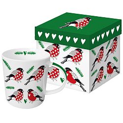 Hrnek z kostního porcelánu s vánočním motivem v dárkovém balení PPD Anneko Winter Birds, 350 ml