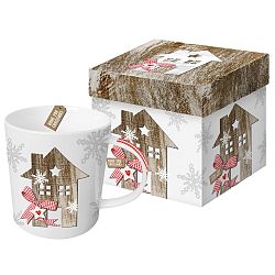 Hrnek z kostního porcelánu s vánočním motivem v dárkovém balení PPD Country Xmas Home, 350 ml