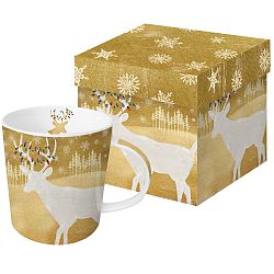 Hrnek z kostního porcelánu s vánočním motivem v dárkovém balení PPD Woodland Deer, 350 ml