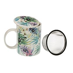 Hrnek z porcelánu se sítkem a pokličkou VERSA Tropical, 350 ml