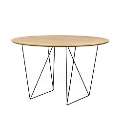 Jídelní stůl v dekoru dubového dřeva s černým podnožím TemaHome Row, Ø120 cm