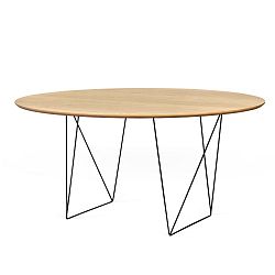 Jídelní stůl v dekoru dubového dřeva s černým podnožím TemaHome Row, Ø150 cm