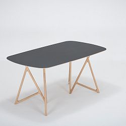 Jídelní stůl z masivního dubového dřeva s černou deskou Gazzda Koza, 160 x 90 cm