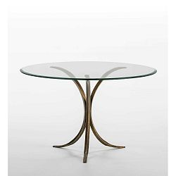 Jídelní stůl ze skla a železa Thai Natura, Ø 120 x 77 cm