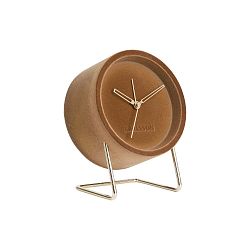 Karamelově hnědý sametový budík Karlsson Lush, ø 14 cm